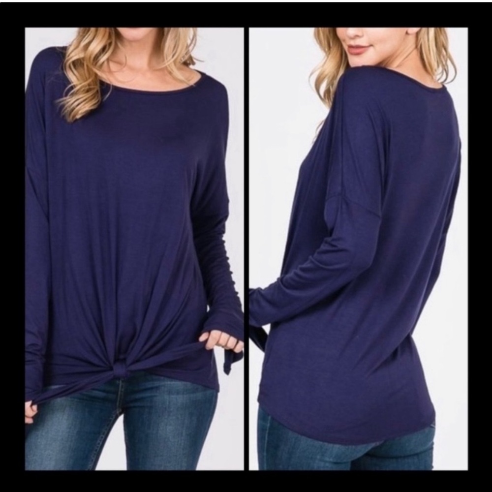 Tunic Front Tie Tunic 
(Navy Blue)